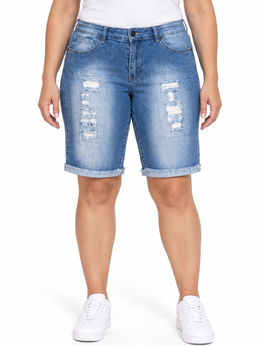 VIP Jeans Women’s Distressed Denim Bermuda Shorts | Size 13/14